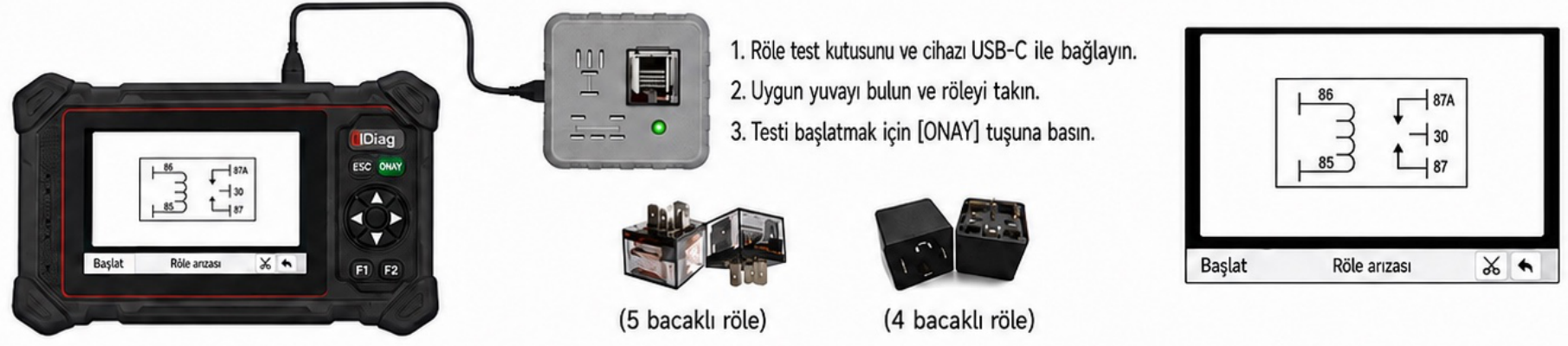 JDiag M200 Master V3 Pro Röle test kutusu ve dört/beş bacaklı röleler
