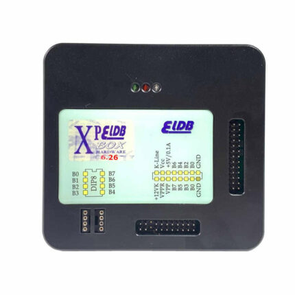 XPROG-M V6.26 programlayıcının ön paneli ve bağlantı portları